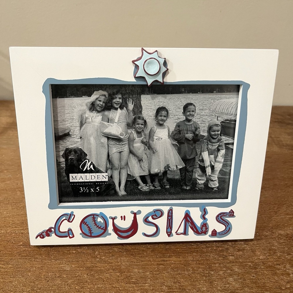 Malden "Cousins" 3.5x5 Picture Frame Photo White Red Blue NOS New in‎ Box